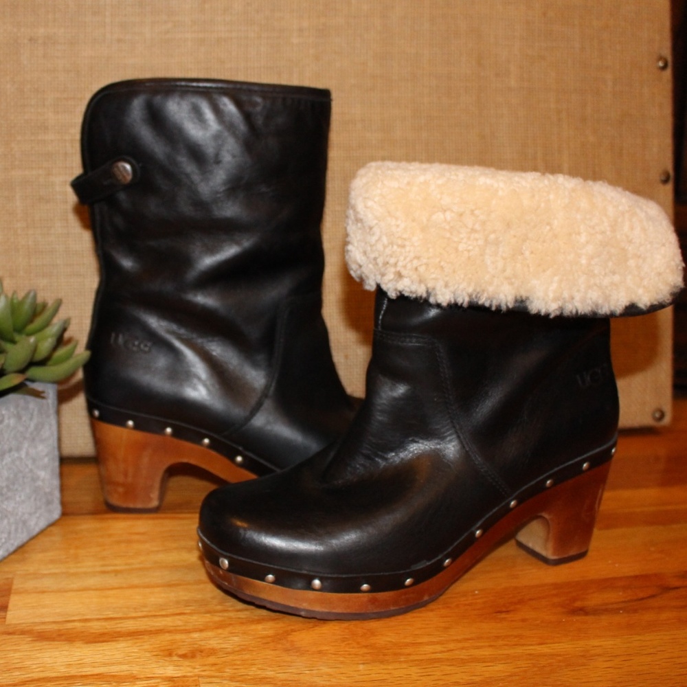 UGG Black LYNNEA Leather Boot, Style# 1958 Size 6
